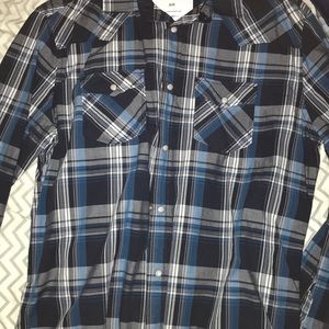 Navy Plaid Button Down